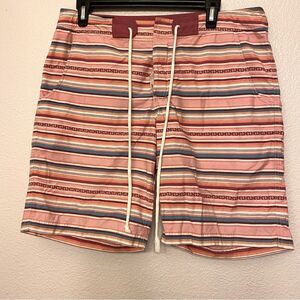 Pendleton Southwestern Pink Stripe Drawstring Board Shorts Swim Trunks 34